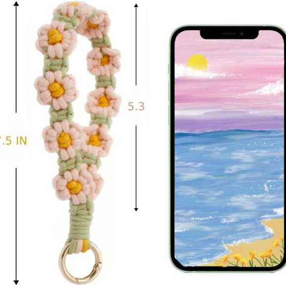 Macrame Keychain Wristlet Keychains for Women Wrist Lanyard for Keys Car Keys Cu - Picture 3 of 7